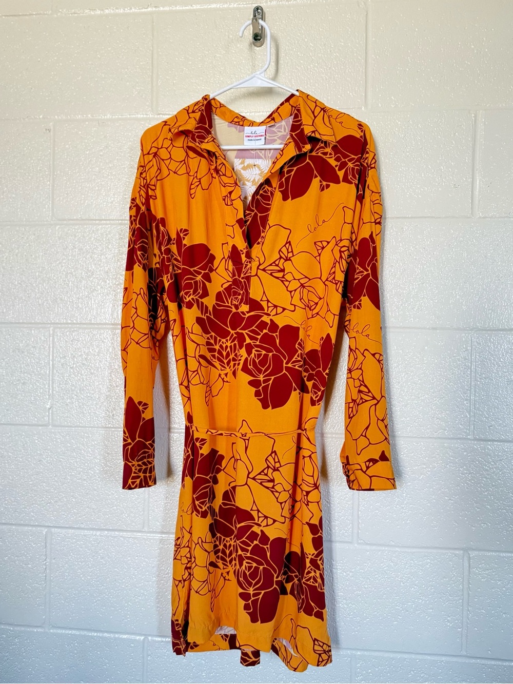 Makanani Dress Simply Sisters by  Lola Miller Woven Bamboo Aloha Wear Hilo Sz S